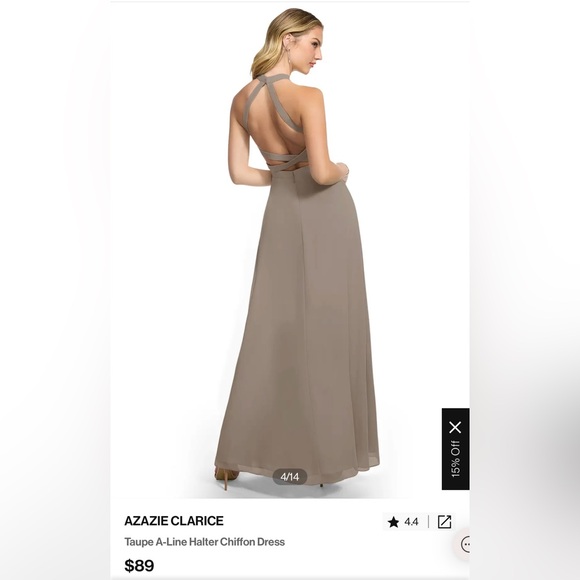 AZAZIE CLARICE
Taupe A-Line Halter Chiffon Dress Size 4 - Worn Once - Picture 2 of 6